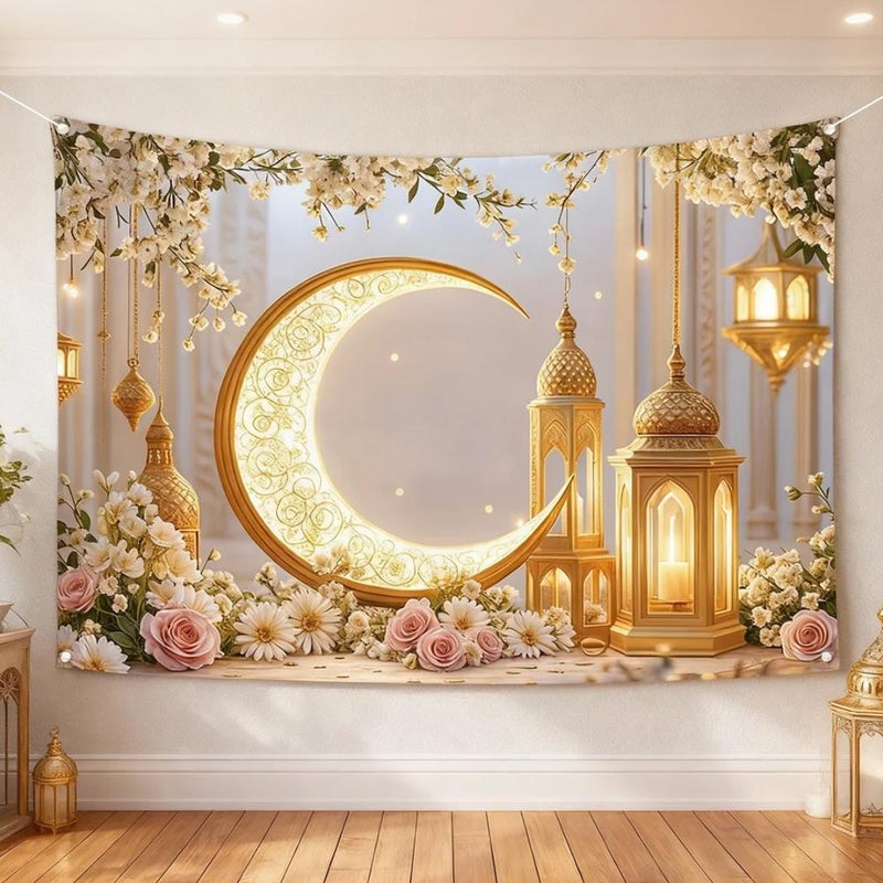 Large Ramadan Wall Cloth Decor, Ramadan Polyester Wall Hanging, Festival Backdrop for Home Celebration and Event Decoration - Image 4
